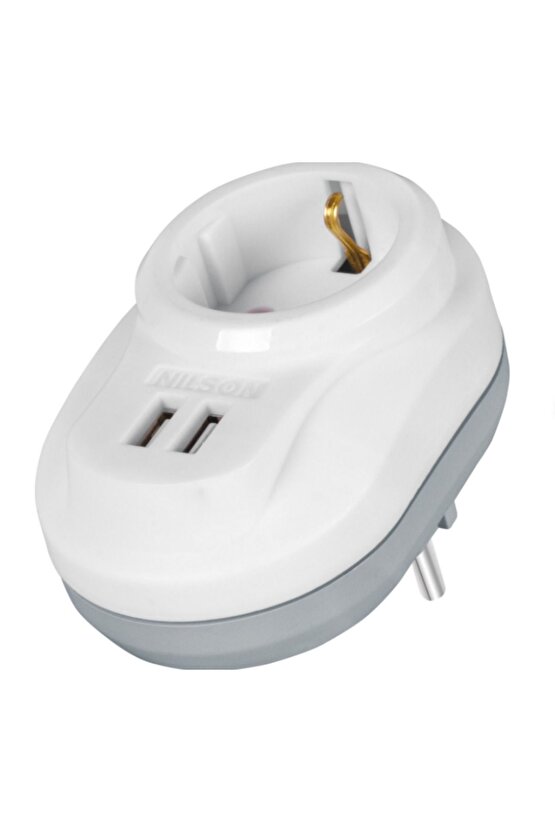 Asyagrup Nilson 2xUsb Tekli Akım Korumalı Priz - 2 Adet
