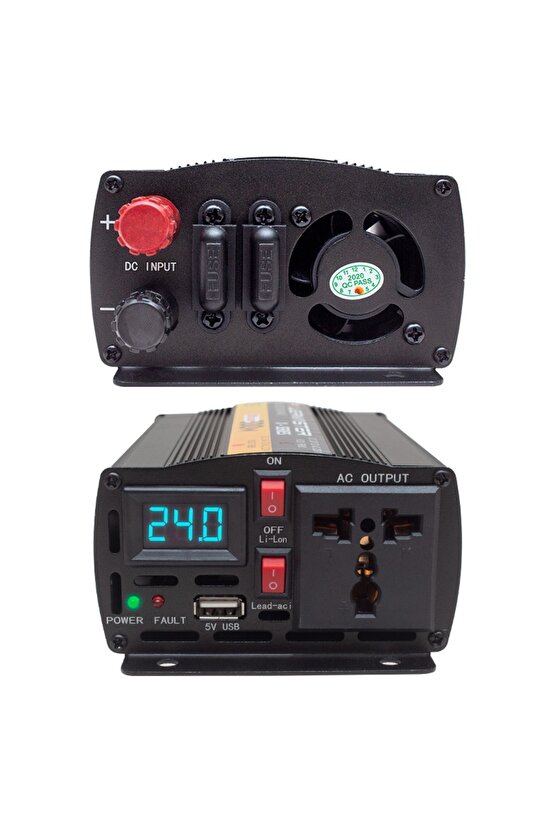 Dijital Ekranlı 24 Volt invertör 300 Watt Modified Sinüs Wave Inverter