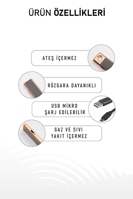 2 Adet Kolay Şarj Edilebilen Sürgülü Elektrikli Usb Çakmak