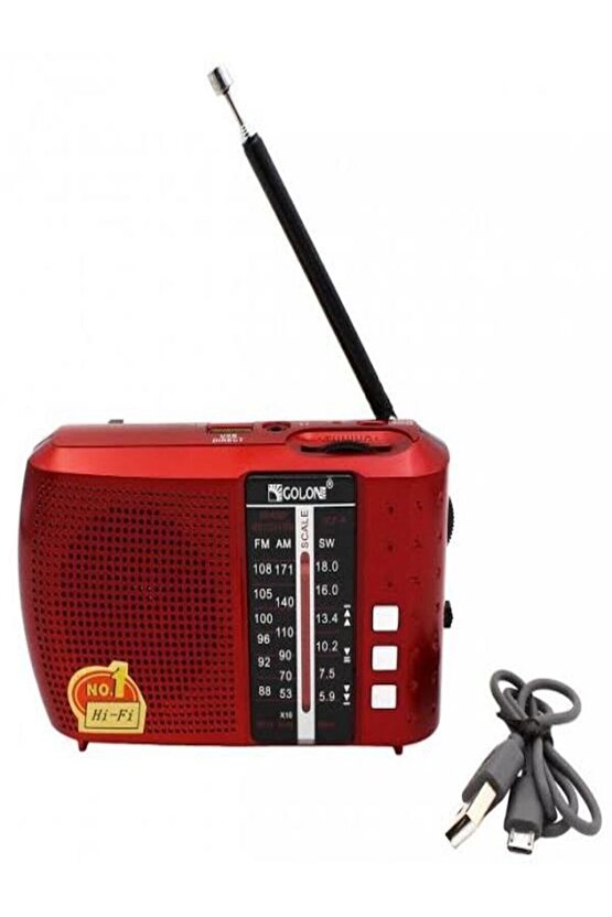 Kırmızı Radyo Bluetooth + Fm Radyolu Usb Tf Kart Şarjlı Cep Radyosu AXE-ICF8