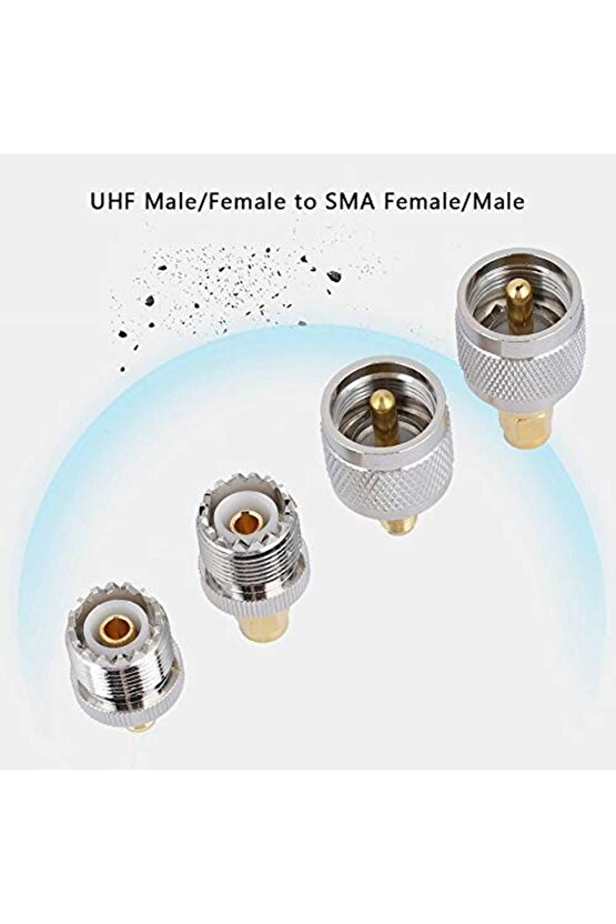 4 Kit Adaptör Konektörü, Sma - Uhf Adaptör, Erkekdişiden Sma Dişierkek Rf Koaksiyel Adaptör Kone