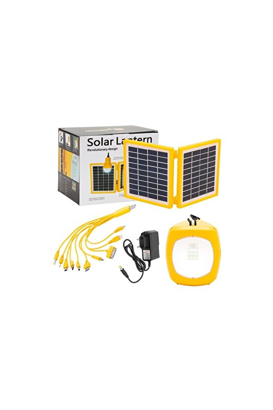 Radyolu Çift Güneş Enerji Panelden Şarjlı Sarı Solar Aydınlatma Lambası KPF60054475147