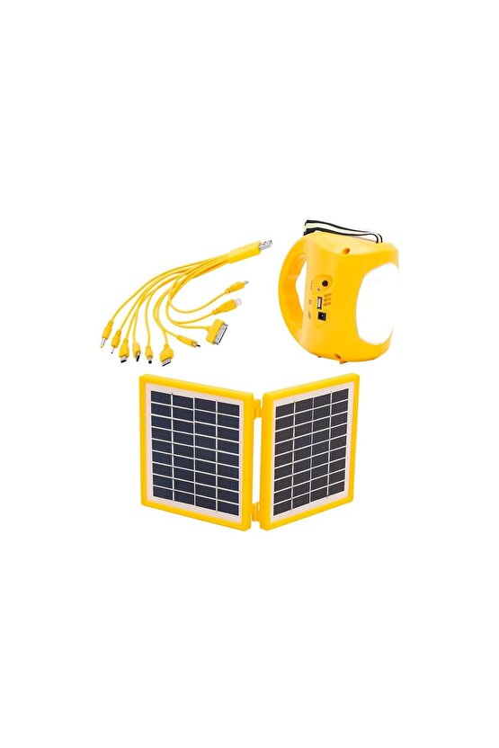 Radyolu Çift Güneş Enerji Panelden Şarjlı Sarı Solar Aydınlatma Lambası KPF60054475147