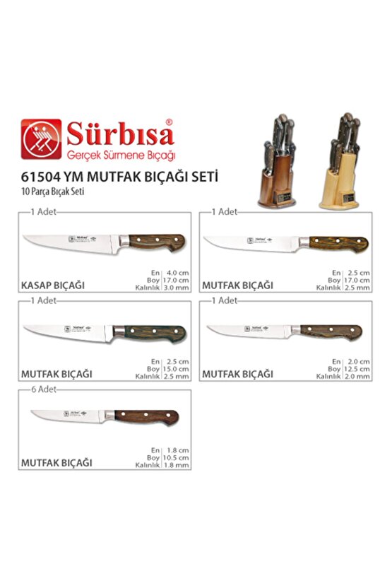 SÜRBİSA 61504-YM-N Naturel Ahşaplı 10 Parçalı Mutfak Seti