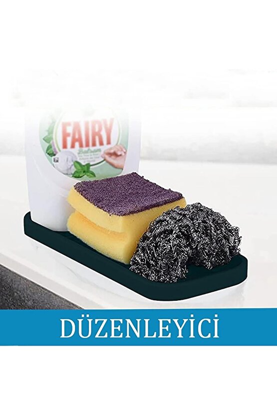 Silikon Kaydırmaz Yağlık Altlığı Bulaşık Sünger Organizeri Katı Sabunluk Çok Amaçlı Silikon Ped