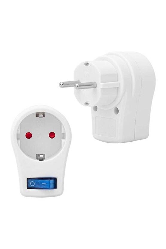 PM-16816 Anahtarlı Akım Korumalı Tekli Priz 10 Amper - 2510 Watt Tekli Beyaz