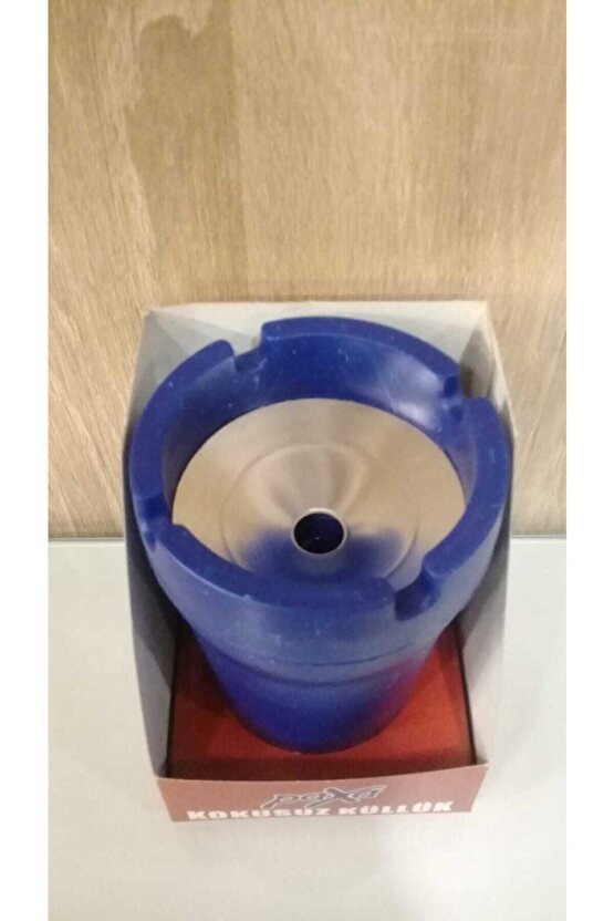 Koku Hapseden Yanmaz Plastik Iç Kısmı Metal Mavi Küllük