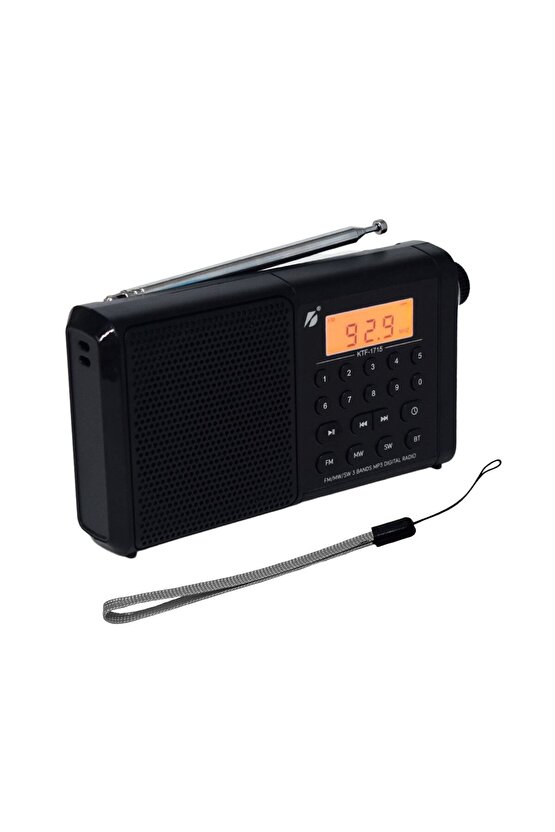 Dijital Ekranlı Saatli Manuel Kanal Arama & Kayıt Özellikli FM Radyo Bluetooth Hoparlör