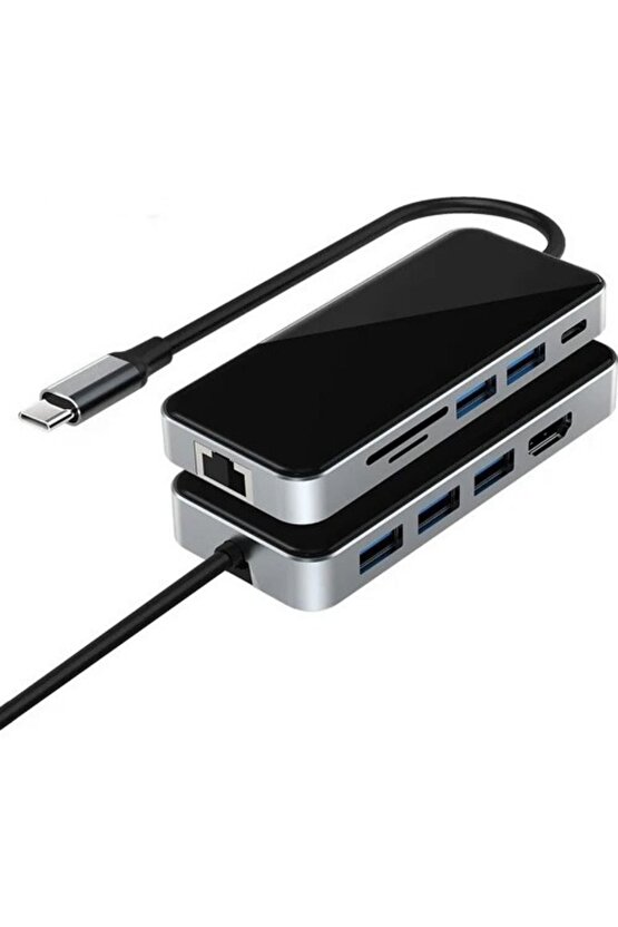 10 In 1 Type C Çevirici Gigabit RJ45 4K HDMI 5* USB 3.0
