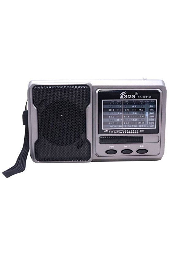 Fm Radyolu Bluetoothlu Şarjlı Cep Radyosu + El Feneri Fp-1781bt
