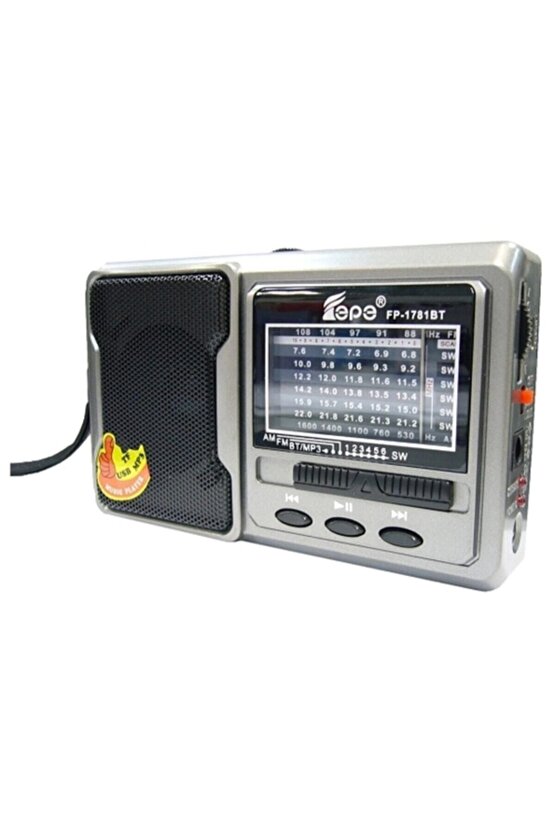 Fm Radyolu Bluetoothlu Şarjlı Cep Radyosu + El Feneri Fp-1781bt