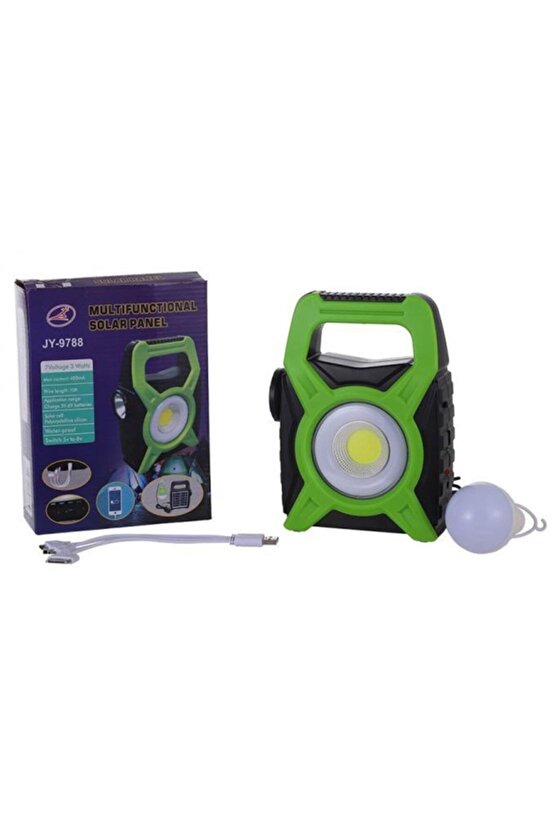 Pratik Solar Şarjlı Güneş Enerjisi Ile Dolan Powerbank Özellikli Kamp Lambası Işıldak