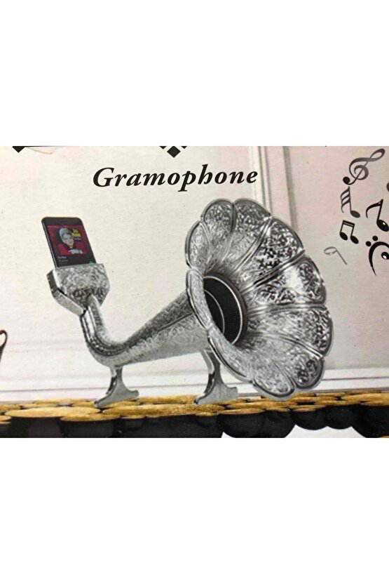 Apple Samsung Huavei Cep Telefonlarına Uyumlu  Otantik Süslü Akustik Gramofoni