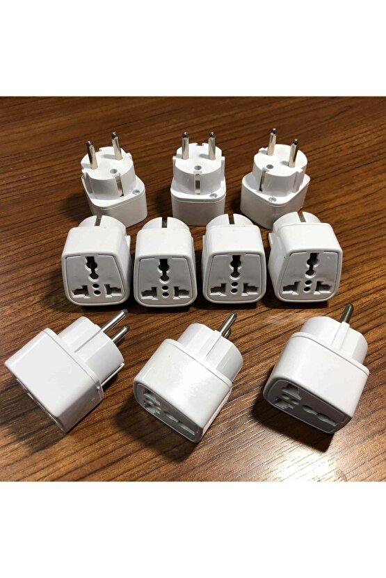 10 Adet Amerikan Tipi Priz Dönüştürücü Fiş Çevirici Adaptörü Aparatı Topraklı Model