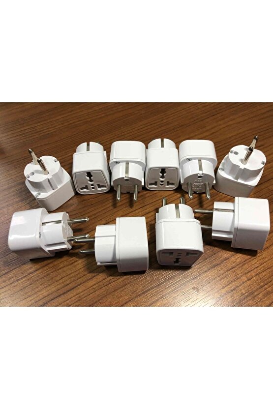 Topraklı Üniversal Dönüştürücü Elektrik Piriz Ucu Amerikan Ingiliz Fiş Dönüştürücü Başlık 10 Adet