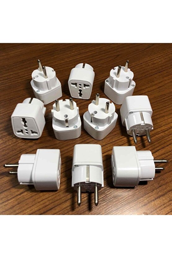 Topraklı Üniversal Dönüştürücü Elektrik Piriz Ucu Amerikan Ingiliz Fiş Dönüştürücü Başlık 10 Adet