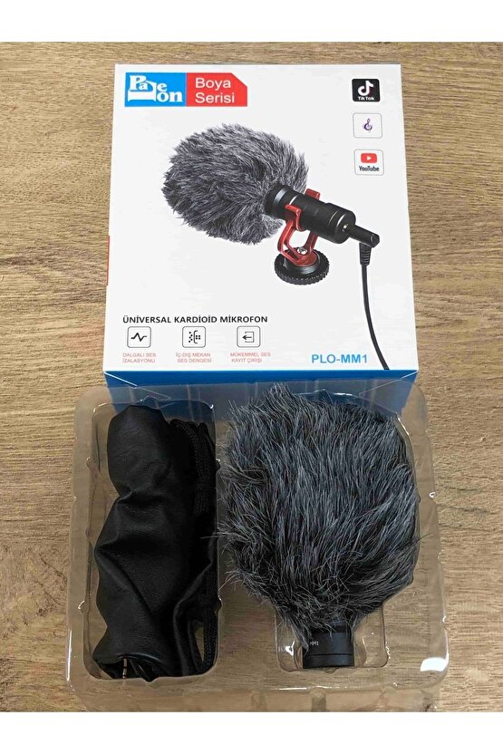Paleon Kamera Için Consender Mikrofon Çift Kablolu Youtube Tiktok Canlı Yayın Mikrofonu