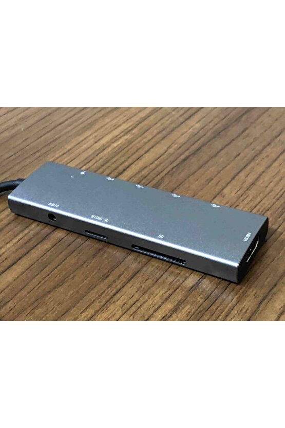 Metal 9 In 1 Type C Hub Macbook Pro Air Çevirici Usb 3 Audio Çoğaltıcı