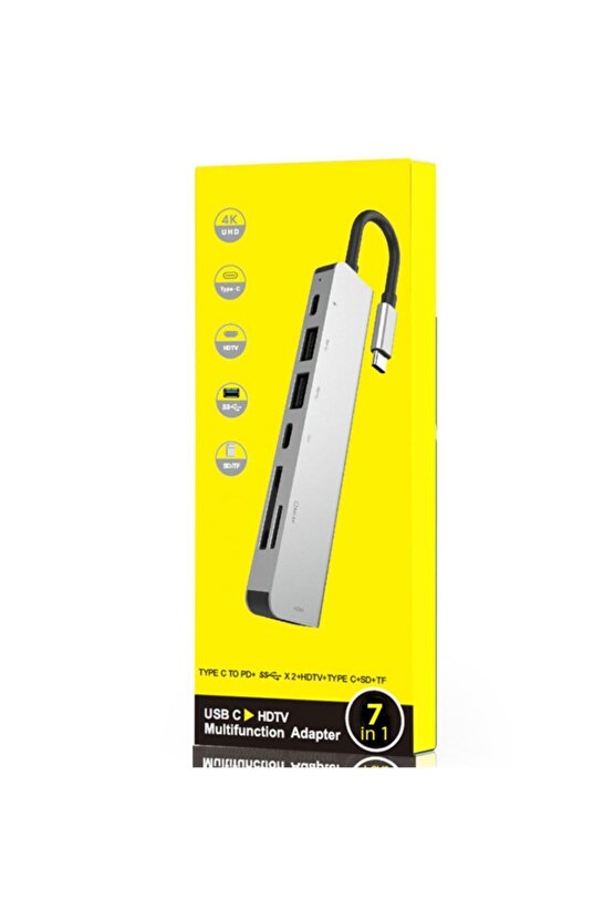 7 In 1 Sd Usb Type-c Hub Hdmı Girişli Macbook Çevirici Çoklayıcı
