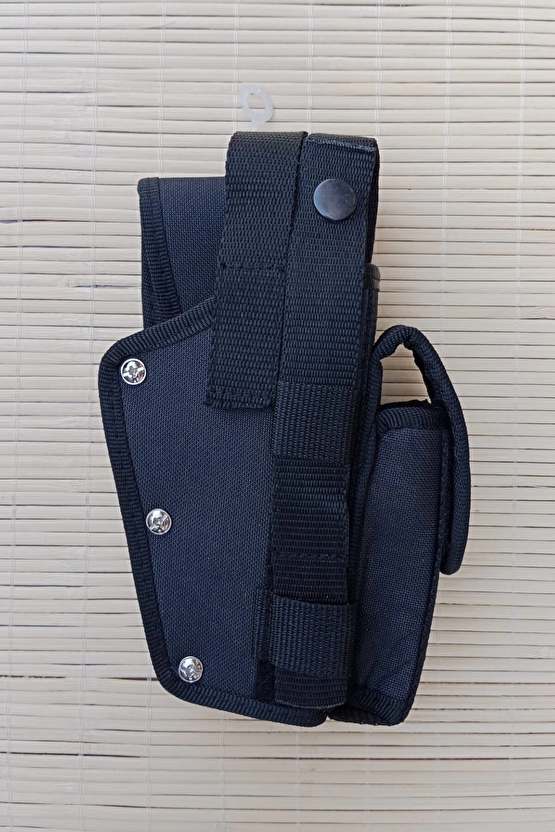 Sag El Siyah Renkli Cift Emniyetli Sarjorluklu Airsoft Palaskaya Kemere Gecirmeli İmpertex Silah Kilifi
