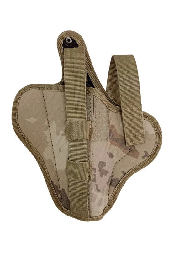 Sol El Jandarma Kamuflaj Renkli Cift Emniyetli Tam Kelebek Airsoft Palaskaya Kemere Gecirmeli İmpertex Silah Kilifi