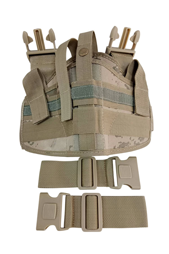 Sag El Jandarma Kamuflaj Renk Cift Baglantili Airsoft Palaskaya Kemere Gecirmeli İmpertex Bacak Silah Kilif