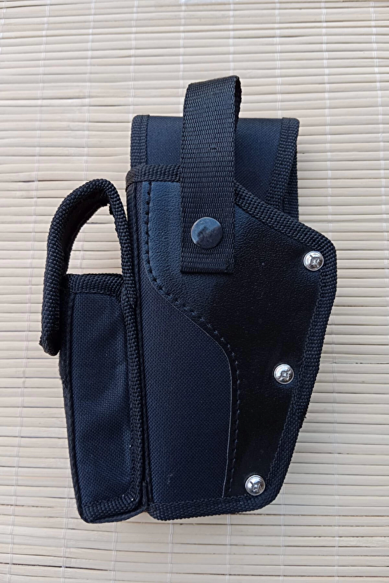 Sol El Siyah Renkli Tek Emniyetli Sarjorluklu Airsoft Palaskaya Kemere Gecirmeli İmpertex Silah Kilifi