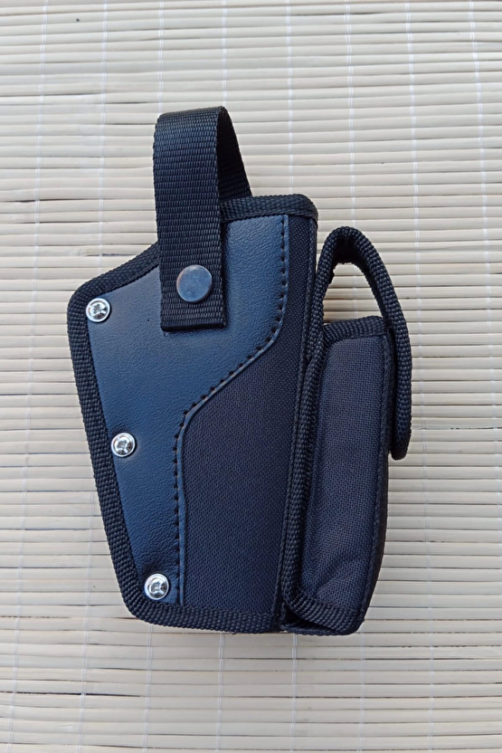 Sag El Siyah Renk Tek Emniyetli Sarjorluklu Airsoft Kemere Gecirmeli İmpertex Silah Kilifi