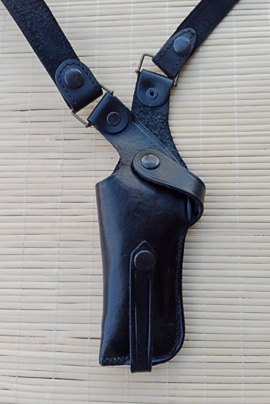 Sag El Siyah Renkli Ozel Uretim Hakiki Deri Tekli Koltukalti Kaliteli Airsoft Silah Kilifi