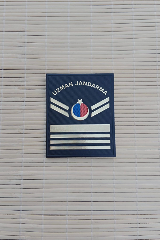Uzman Jandarma 7 Kademe Siyah Zemin Renkli 3d Termoplastik Kol Rutbe