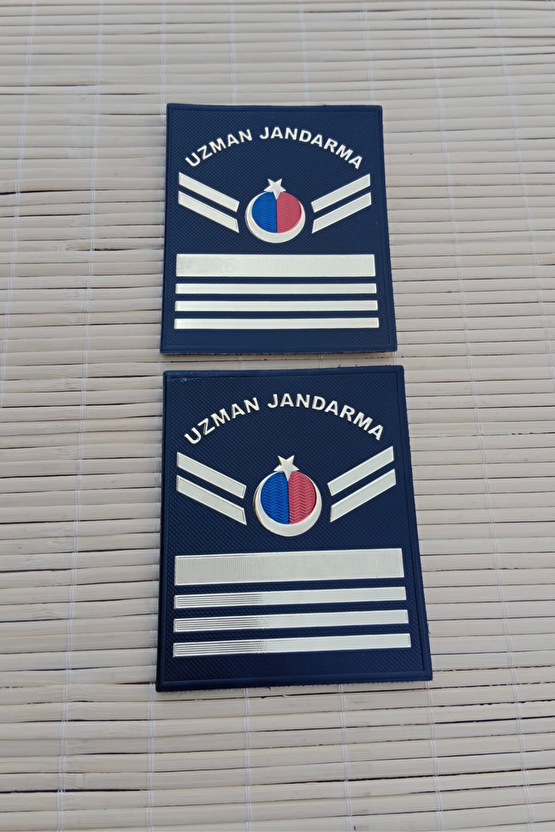 Uzman Jandarma 7 Kademe Siyah Zemin Renkli 3d Termoplastik Kol Rutbe