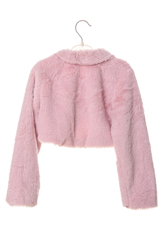 Pembe Renkli Uzun Kollu Pamuklu Kiz Cocuk Bolero Yelek