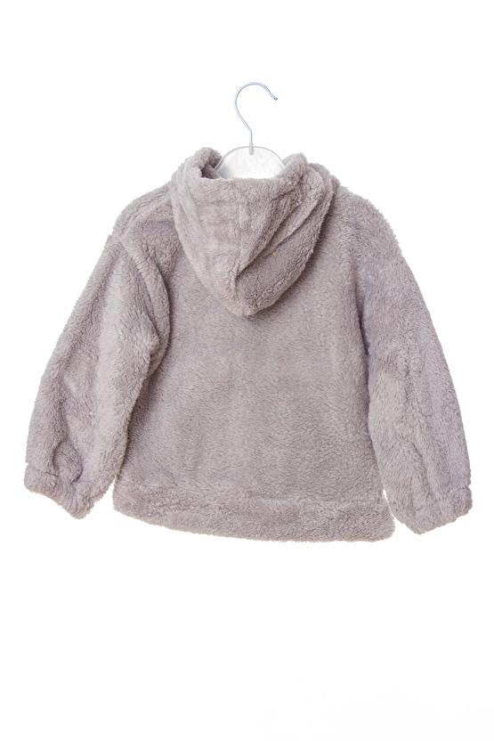 Gri Renkli Unicorn Nakisli Cepli Kaliteli Organik Uzun Kollu Kapusonlu Sweatshirt Kiyafet