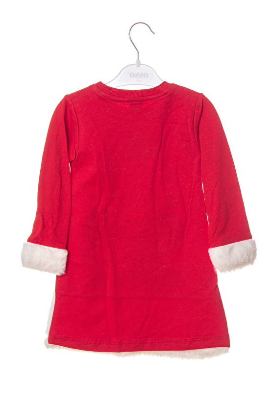 Kirmizi Renkli Just A Girl Christmas Baskili Nakisli Pamuklu Uzun Kollu Cocuk Sweatshirt
