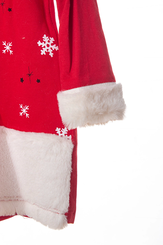 Kirmizi Renkli Noel Baba Baskili Nakisli Pamuklu Uzun Kollu Cocuk Sweatshirt