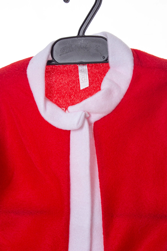 Kirmizi Renkli Bereli Kemerli Kaliteli Uzun Kollu Noel Baba Detayli Unisex Kostum