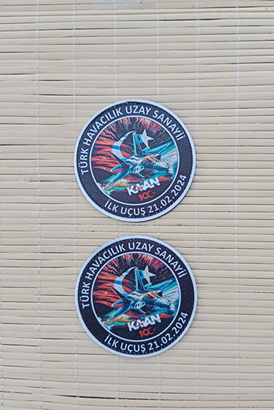 Turk Havacilik Uzay Sanayii İlk Ucus 21.02.2024 Kaan Yazili Ucak Logolu Fermateks Dokuma İslemeli Arma Pec Patch