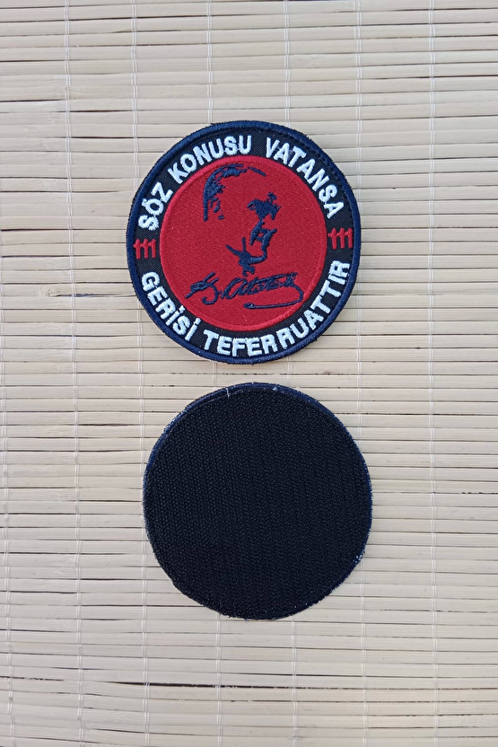 Soz Konusu Vatansa Gerisi Teferruattir Yazili Mustafa Kemal Ataturk İmzali Siluetli Nakis İslemeli Arma Pec Patch