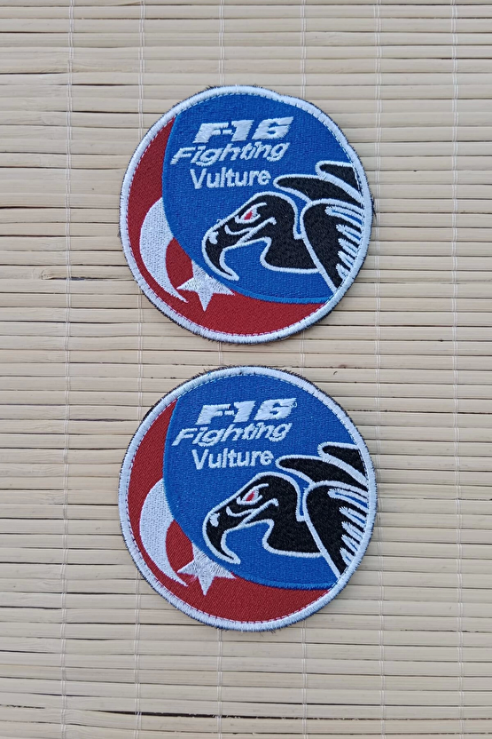 F 16 Fighting Vulture Yazili Akbaba Logolu Ayyildiz Bayrakli Nakis İslemeli Arma Pec Patch