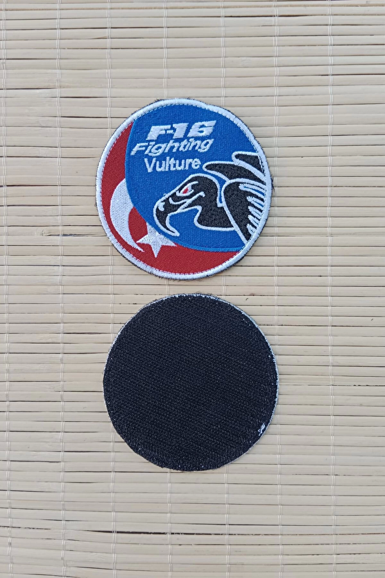 F 16 Fighting Vulture Yazili Akbaba Logolu Ayyildiz Bayrakli Nakis İslemeli Arma Pec Patch