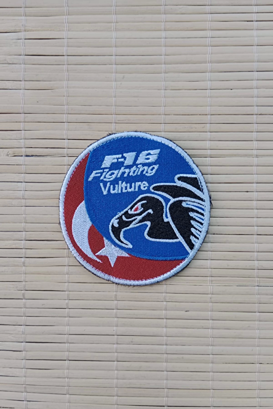 F 16 Fighting Vulture Yazili Akbaba Logolu Ayyildiz Bayrakli Nakis İslemeli Arma Pec Patch