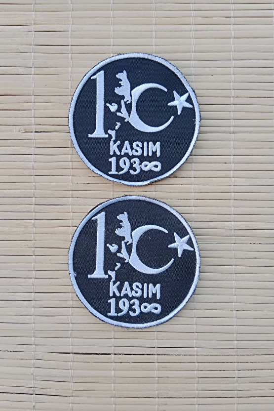 Siyah Beyaz Renkli 10 Kasim 1938 Ataturk Siluetli Nakis İslemeli Arma Pec Patch