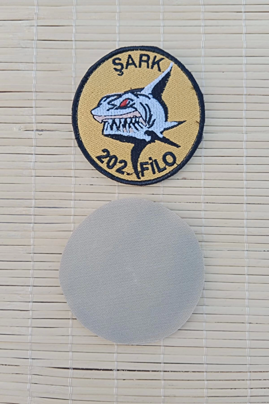 Sari Zemin Nakis İslemeli Sark 202. Filo Arma Pec Patch