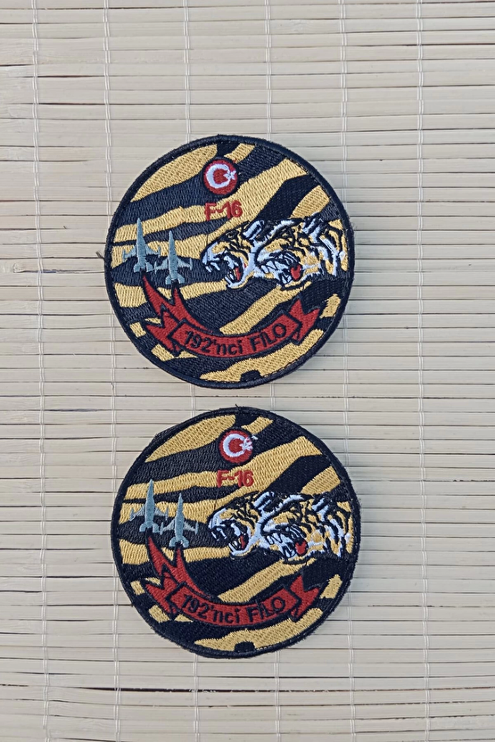 Sari Zemin Siyah Nakis İslemeli F 16 192. Filo Arma Pec Patch