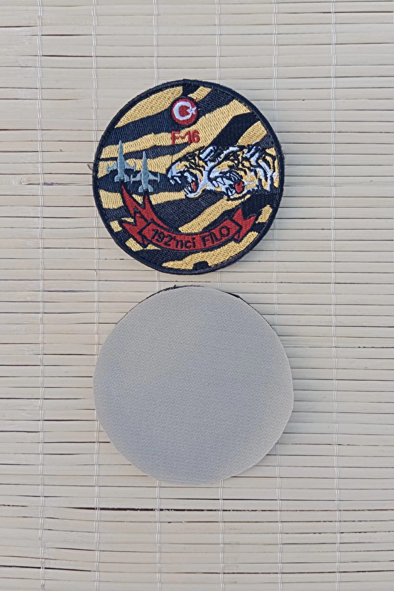 Sari Zemin Siyah Nakis İslemeli F 16 192. Filo Arma Pec Patch