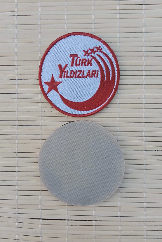 Beyaz Zemin Kirmizi Nakis İslemeli Turk Yildizlari Arma Pec Patch