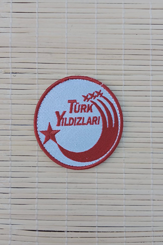 Beyaz Zemin Kirmizi Nakis İslemeli Turk Yildizlari Arma Pec Patch