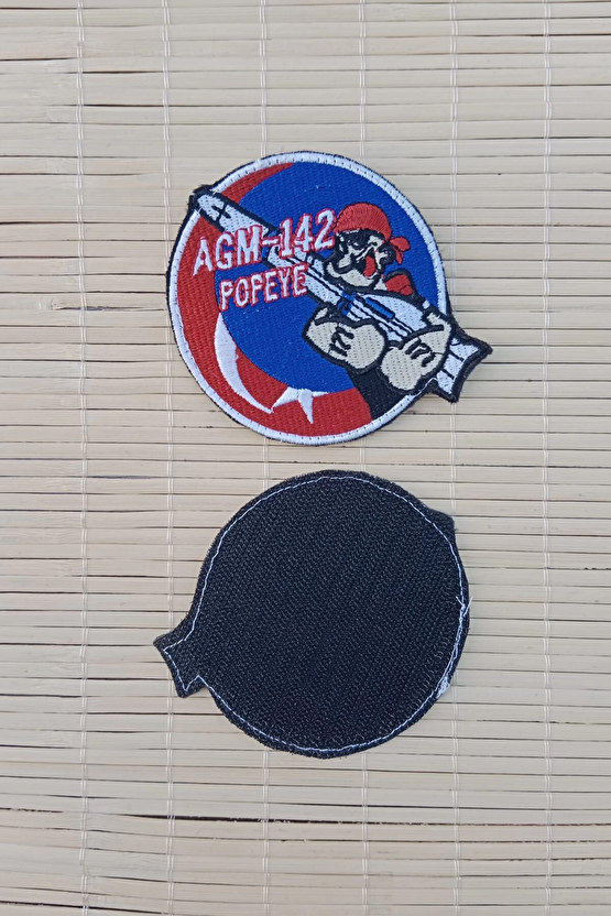 Kirmizi Zemin Nakis İslemeli Agm 142 Popeye Arma Pec Patch