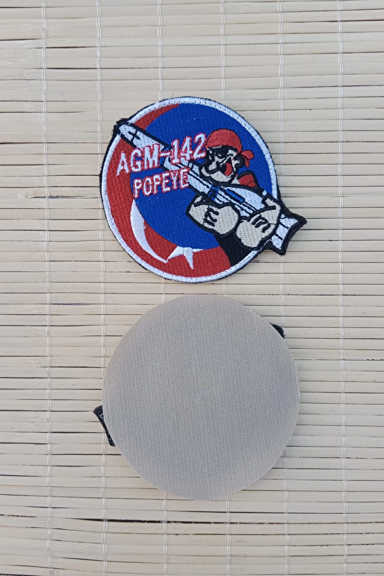 Kirmizi Zemin Nakis İslemeli Agm 142 Popeye Arma Pec Patch