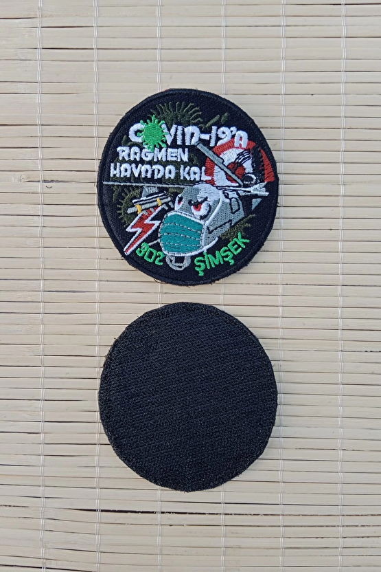 Covid 19a Ragmen Havada Kal 902 Simsek Siyah Zemin Nakis İslemeli Arma Pec Patch